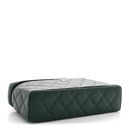 Chanel Caviar Quilted Top Handle Slim Vanity With Chain Dark Green 4 of 11