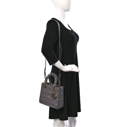 Christian Dior Lambskin Cannage Small My ABCDior Lady Dior Grey 2 of 10