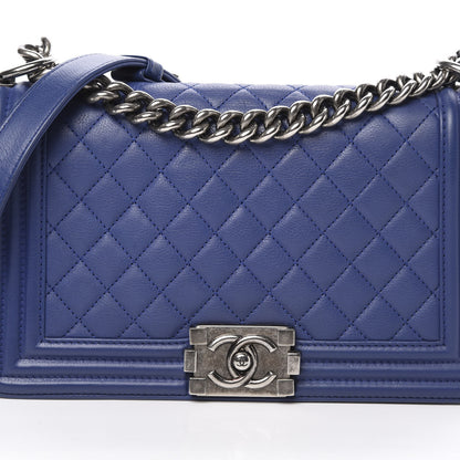 Chanel Calfskin Quilted Medium Boy Flap Blue 8 of 12