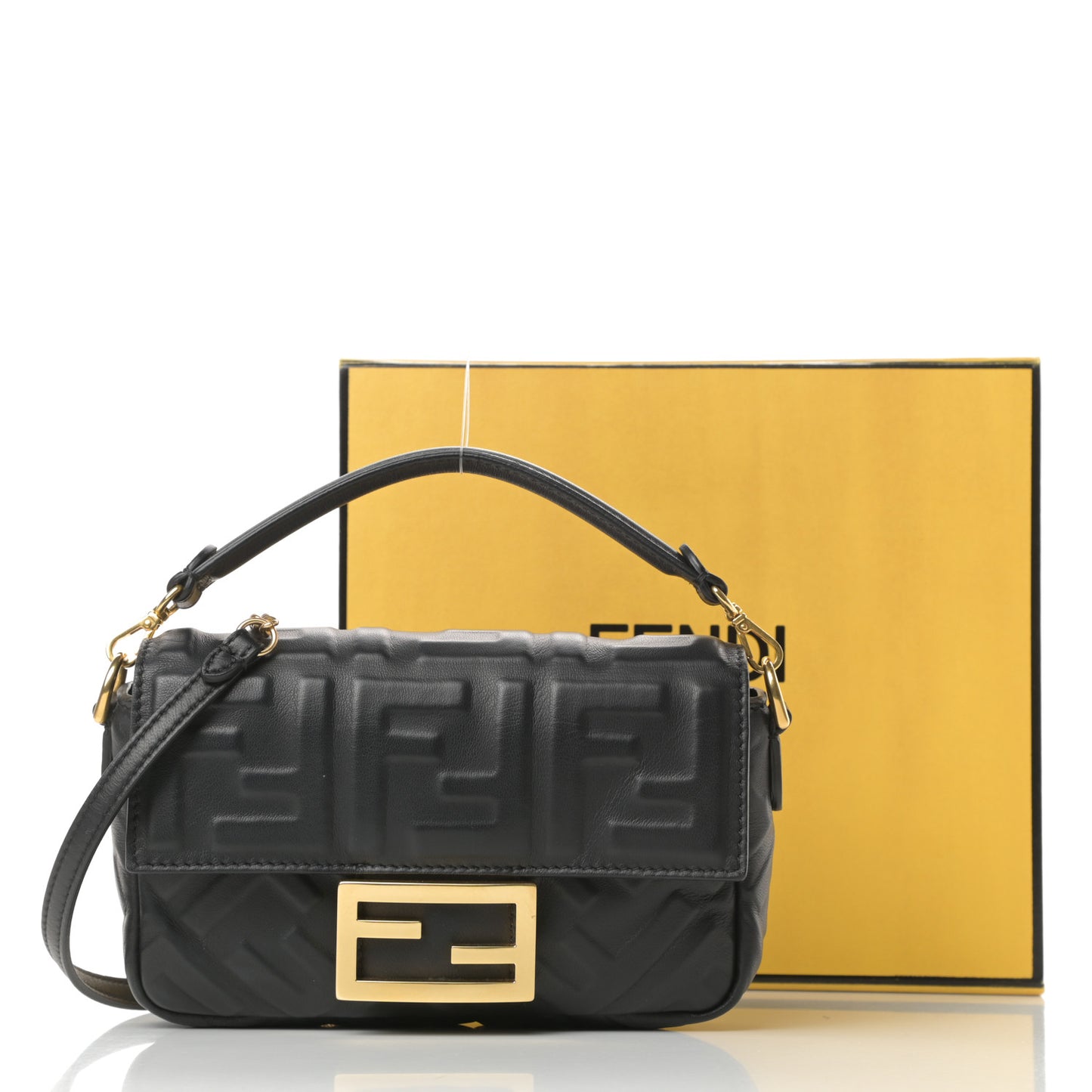 Nappa FF 1974 Embossed Mini Baguette Black