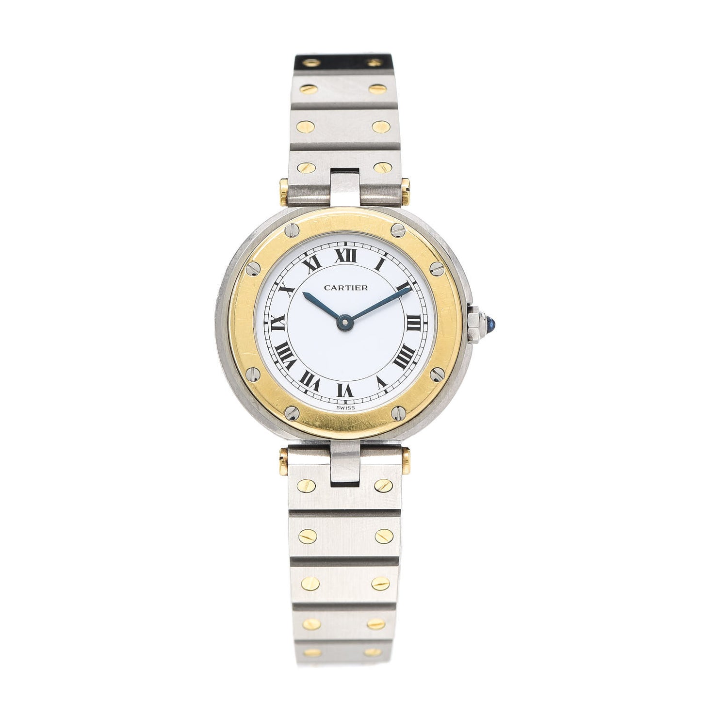 Stainless Steel 18K Yellow Gold 27mm Santos De Cartier Galbee Quartz Watch