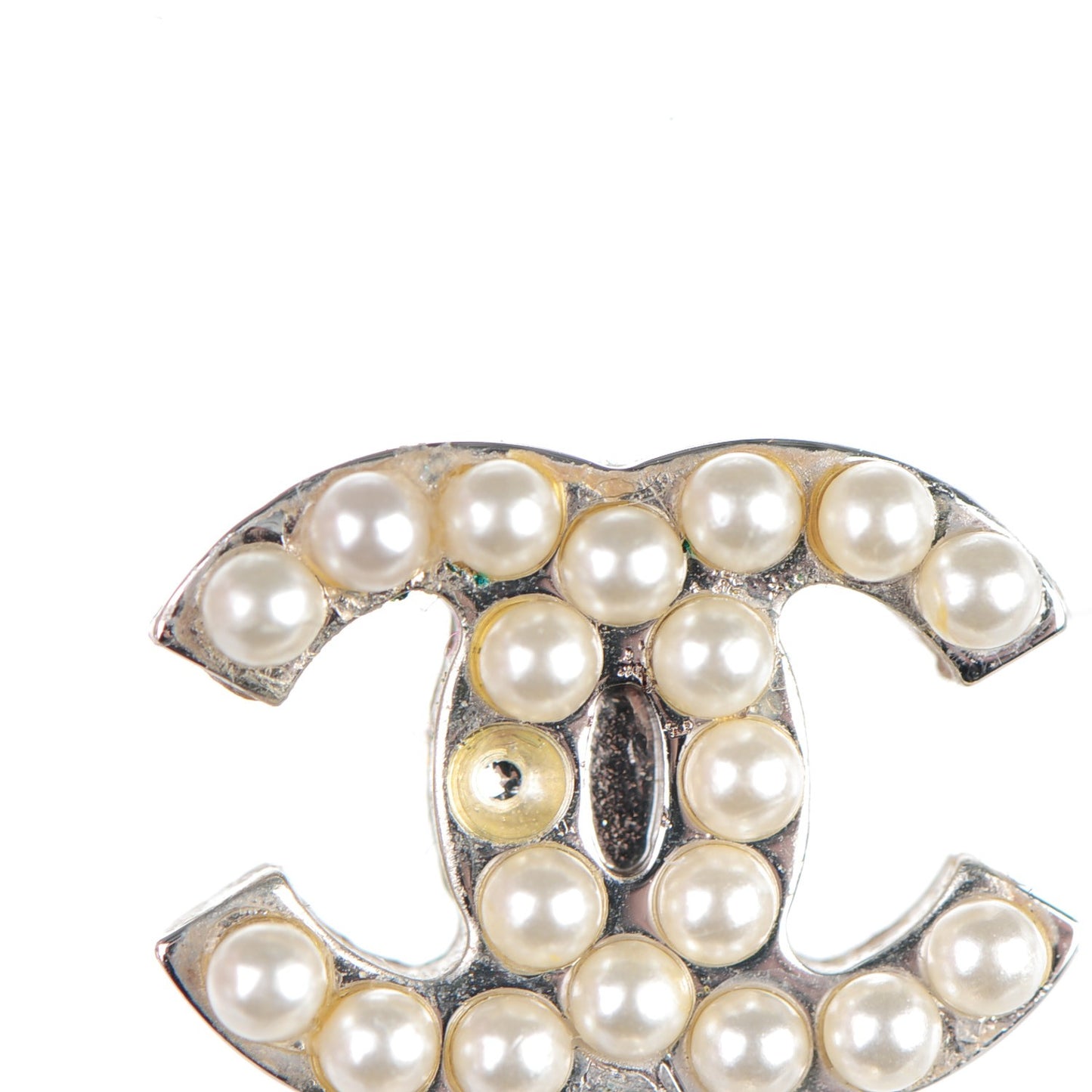 Pearl CC Drop Earrings Silver