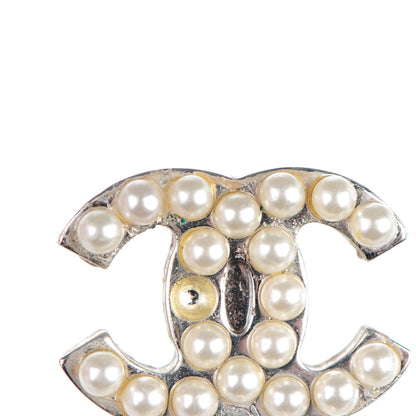 Chanel Pearl CC Drop Earrings Silver 3 of 5
