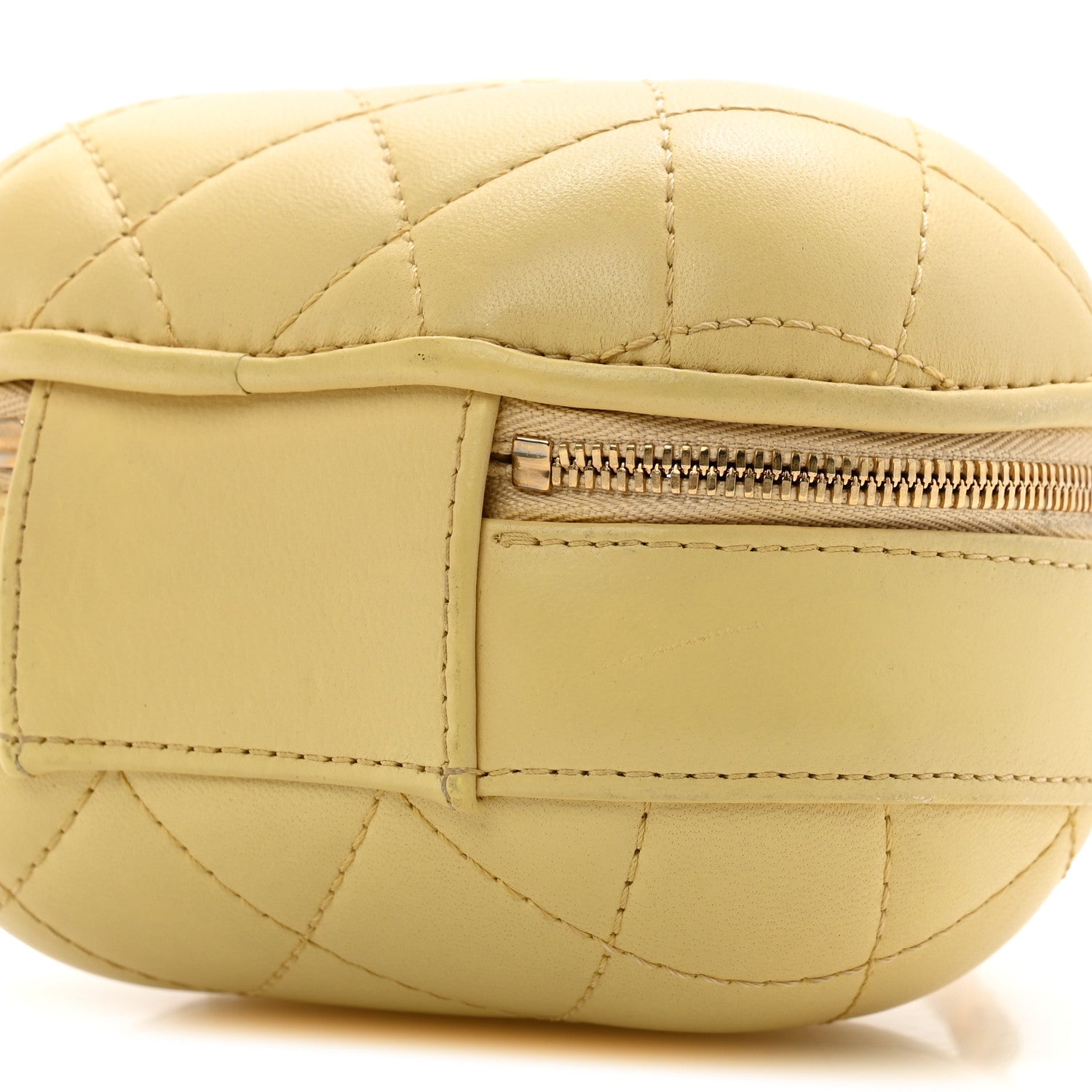 Chanel Lambskin Quilted CC Bubble Vanity Case With Chain Light Yellow 10 of 12