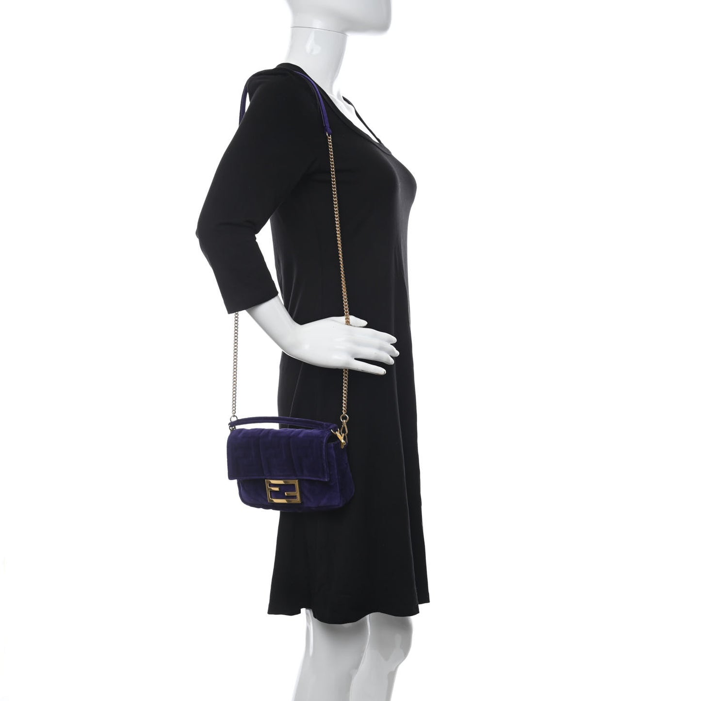 Velluto FF Embossed Mini Baguette Viola Plus