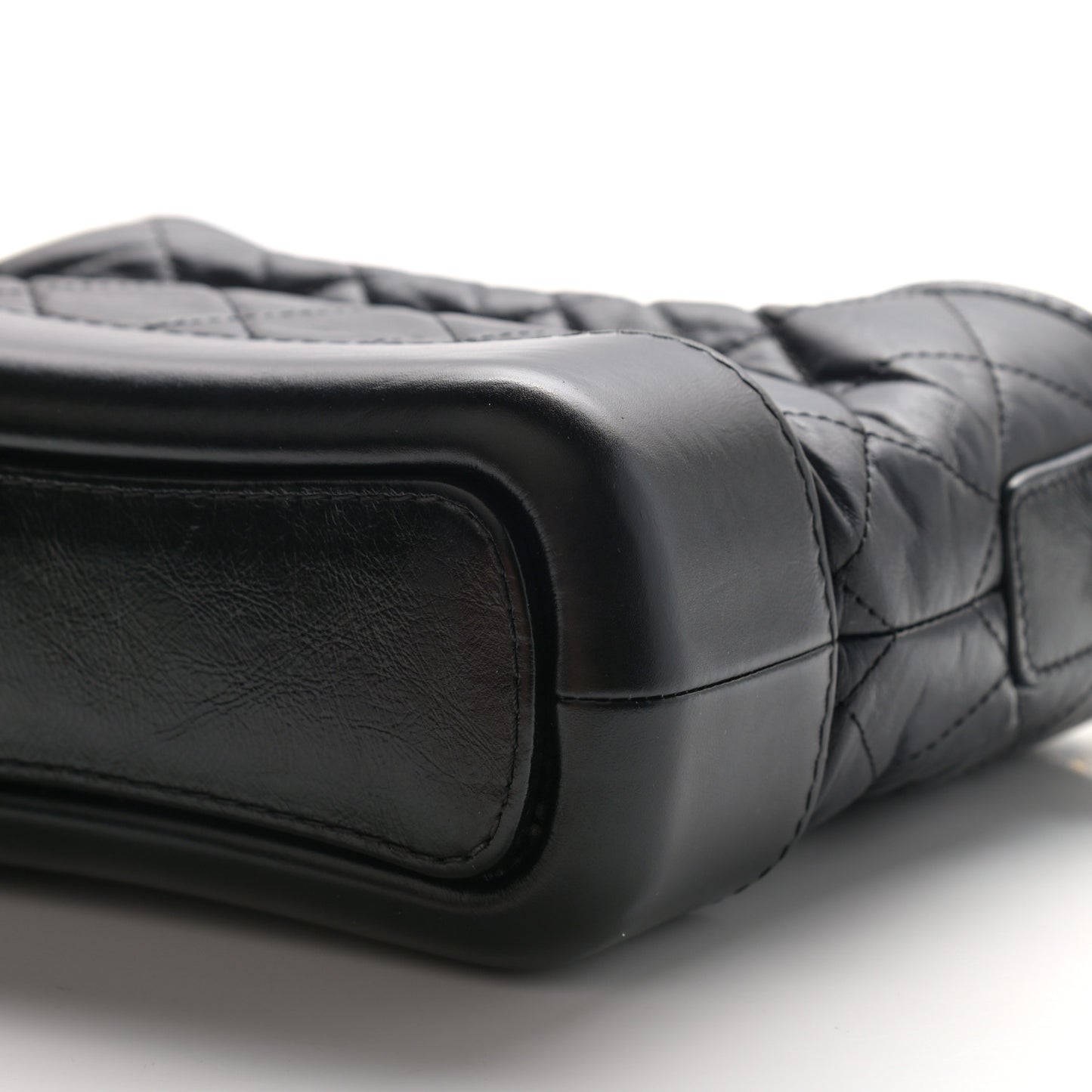 Aged Calfskin Quilted Small Gabrielle Hobo Black