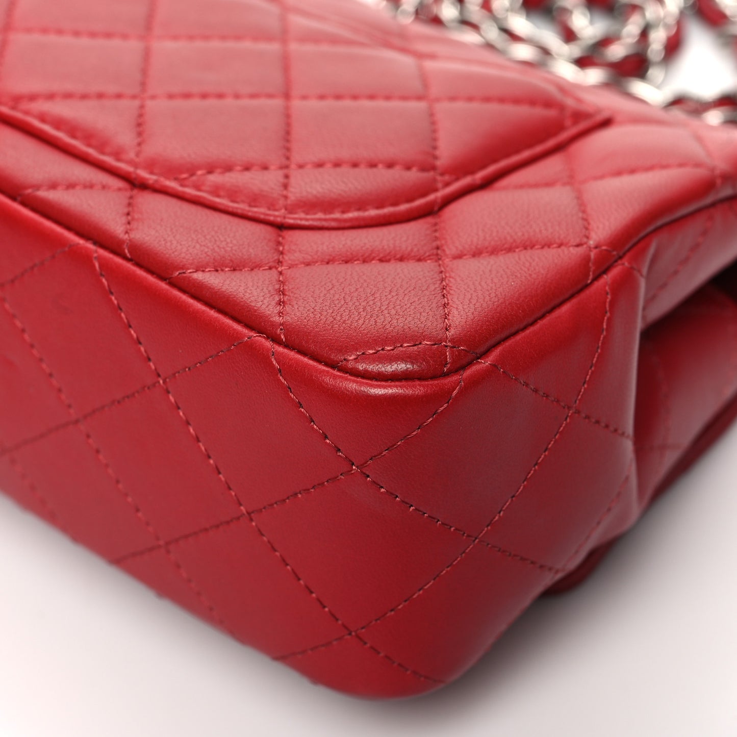 Lambskin Quilted Mini Rectangular Flap Red