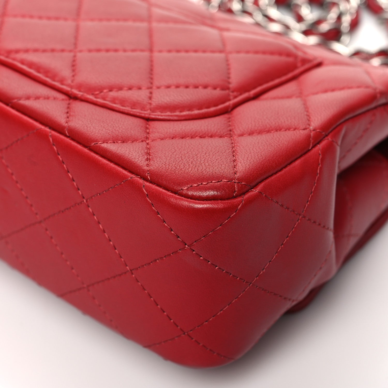 Chanel Lambskin Quilted Mini Rectangular Flap Red 12 of 13