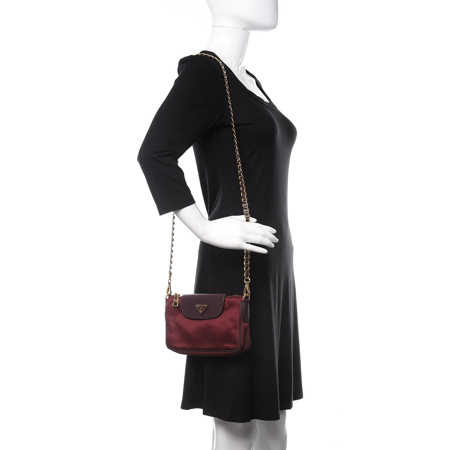 Prada Tessuto Nylon Saffiano Crossbody Bag Granato 2 of 9