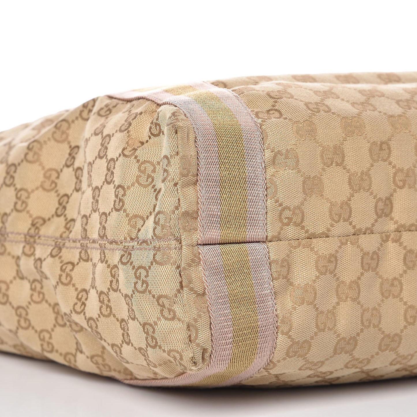 GG Monogram Medium Web Handle Vertical Tote Pink Gold
