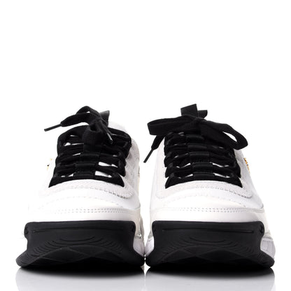 Chanel Velvet Calfskin Mixed Fibers CC Sneakers 37.5 Ivory Black 2 of 11