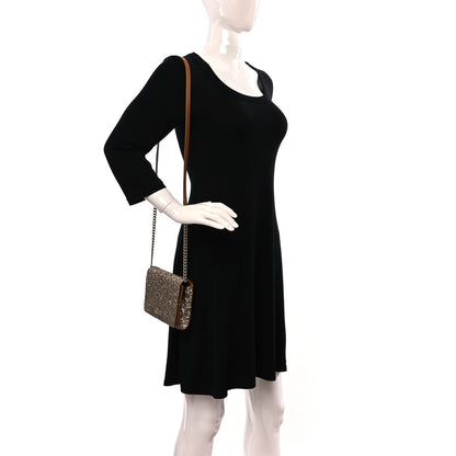 Jimmy Choo Glitter Palace Wallet On Chain Gold 2 of 9