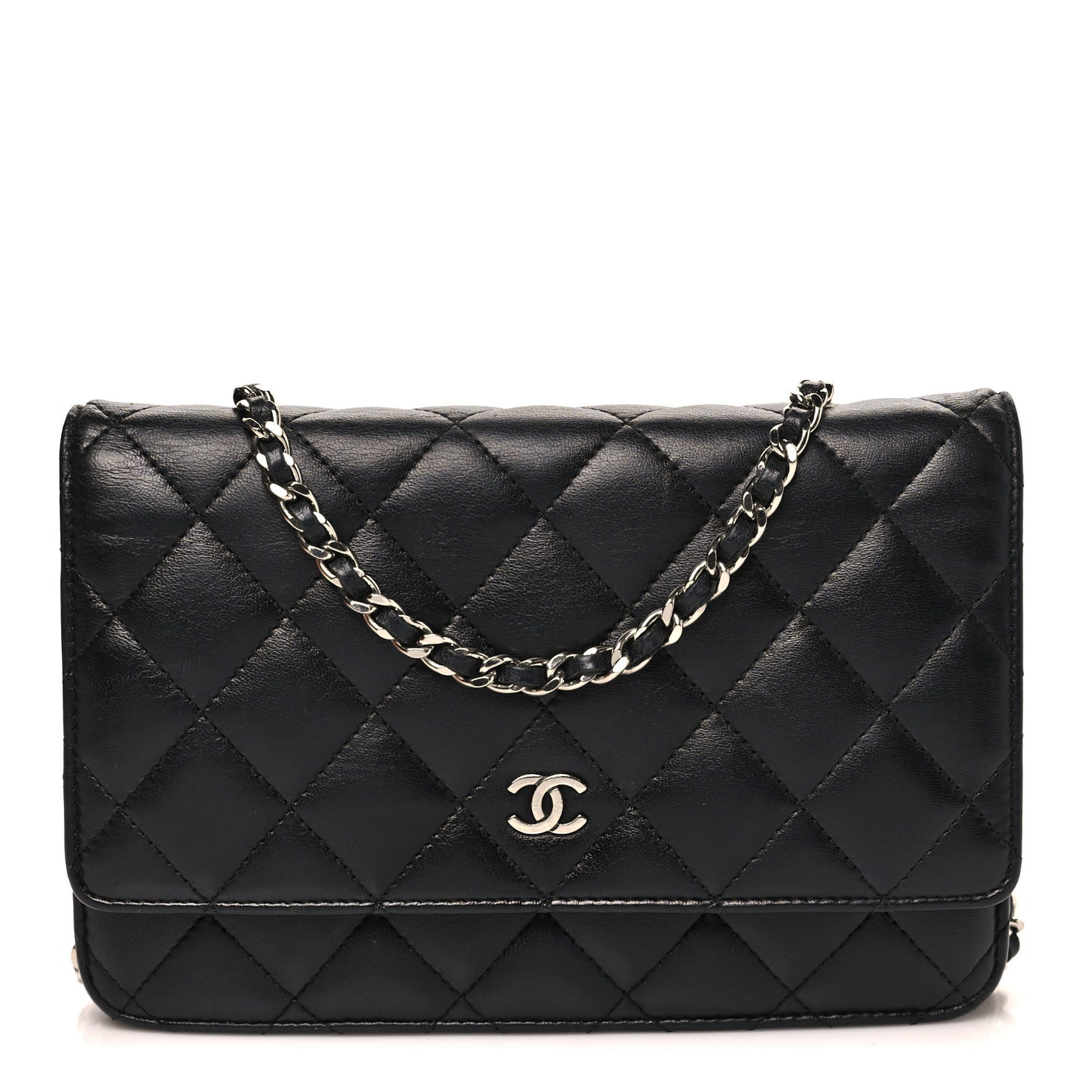 Lambskin Quilted Wallet On Chain WOC Black