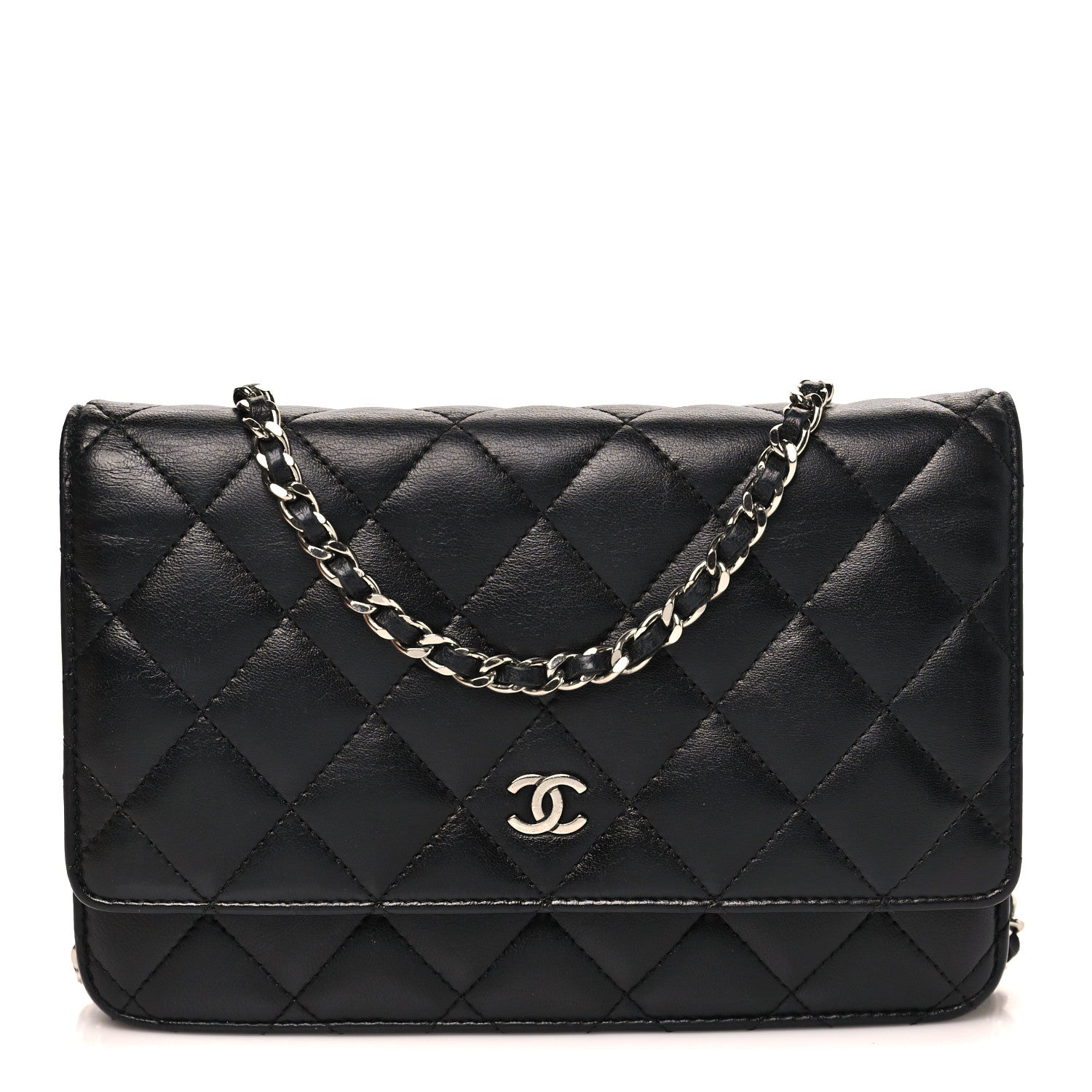Chanel Lambskin Quilted Wallet On Chain WOC Black 1 of 12