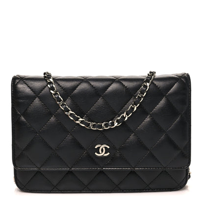 Chanel Lambskin Quilted Wallet On Chain WOC Black 1 of 12