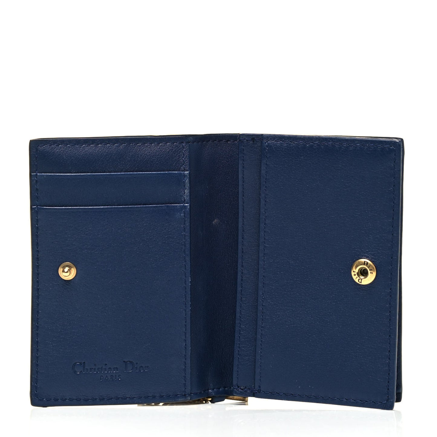 Lambskin Cannage Studded Lady Dior Card Holder Navy