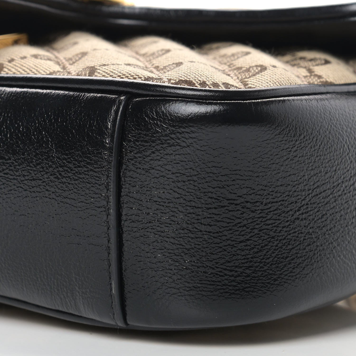 Gucci Monogram Matelasse Diagonal Mini GG Marmont Shoulder Bag Beige Black 10 of 10