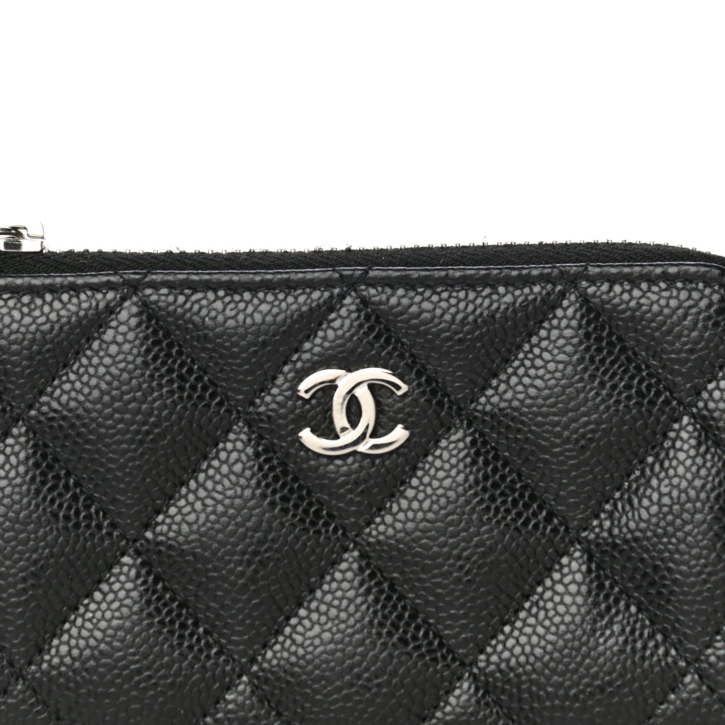 Caviar Quilted Zipped Key Holder Case Black