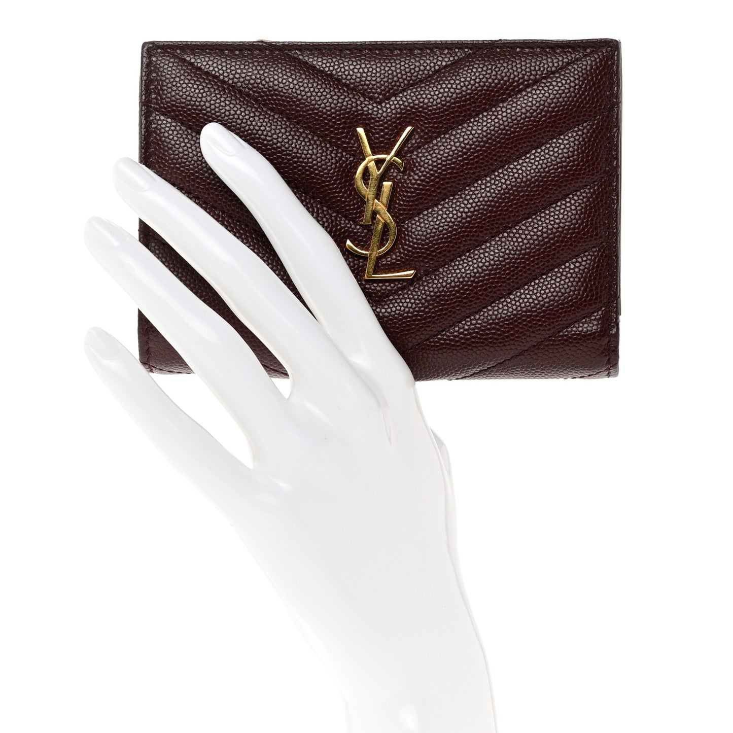 Grain De Poudre Matelasse Chevron Monogram Zipped Two-Part Wallet Rouge Legion