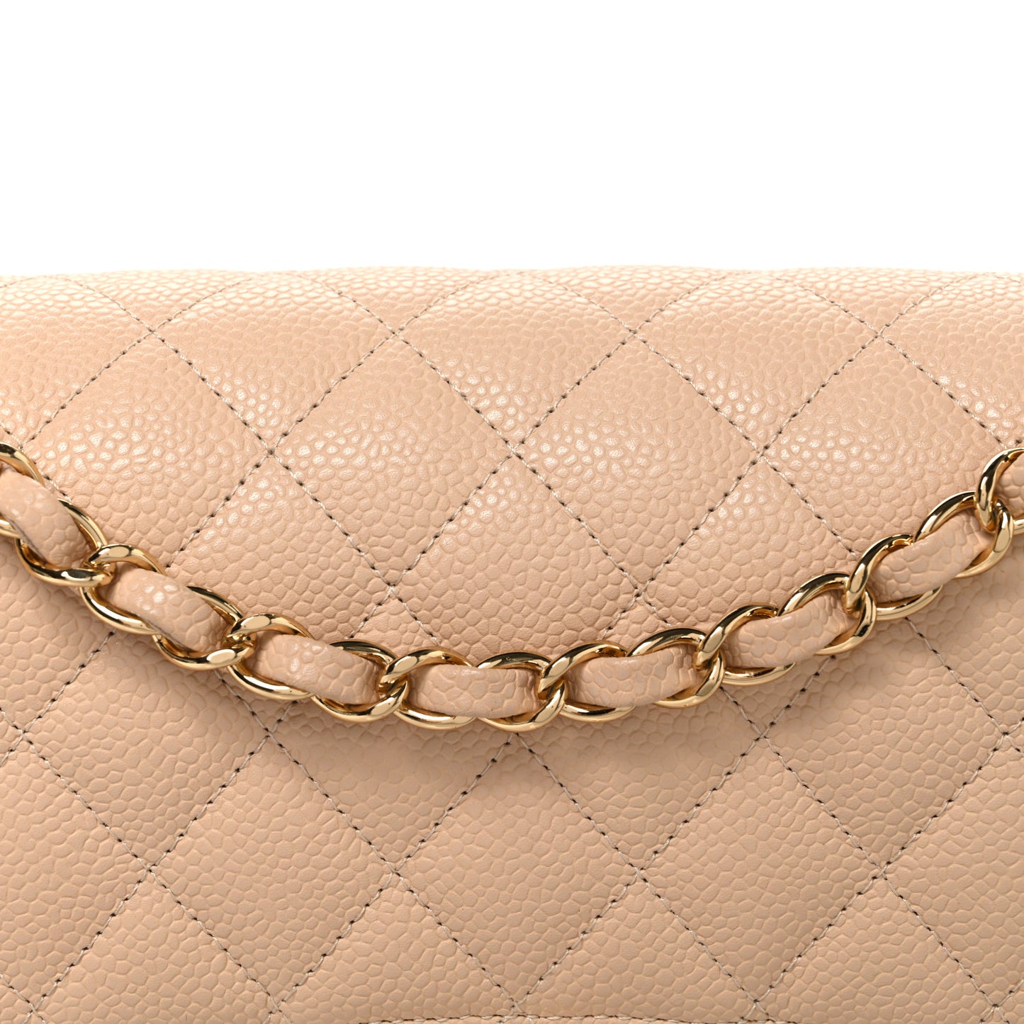 Caviar Quilted Medium Double Flap Beige Beige Clair