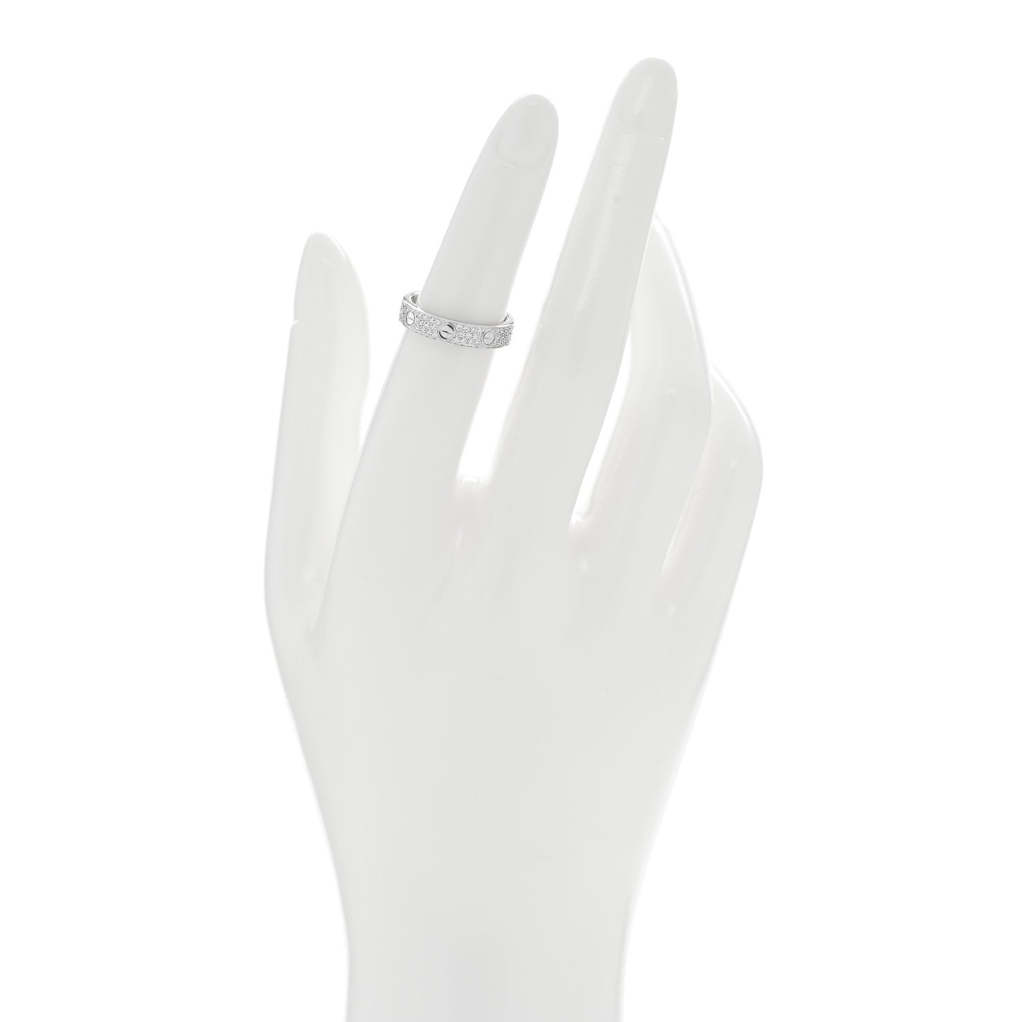 18K White Gold Diamond 4mm LOVE Wedding Paved Band Ring 50 5.25