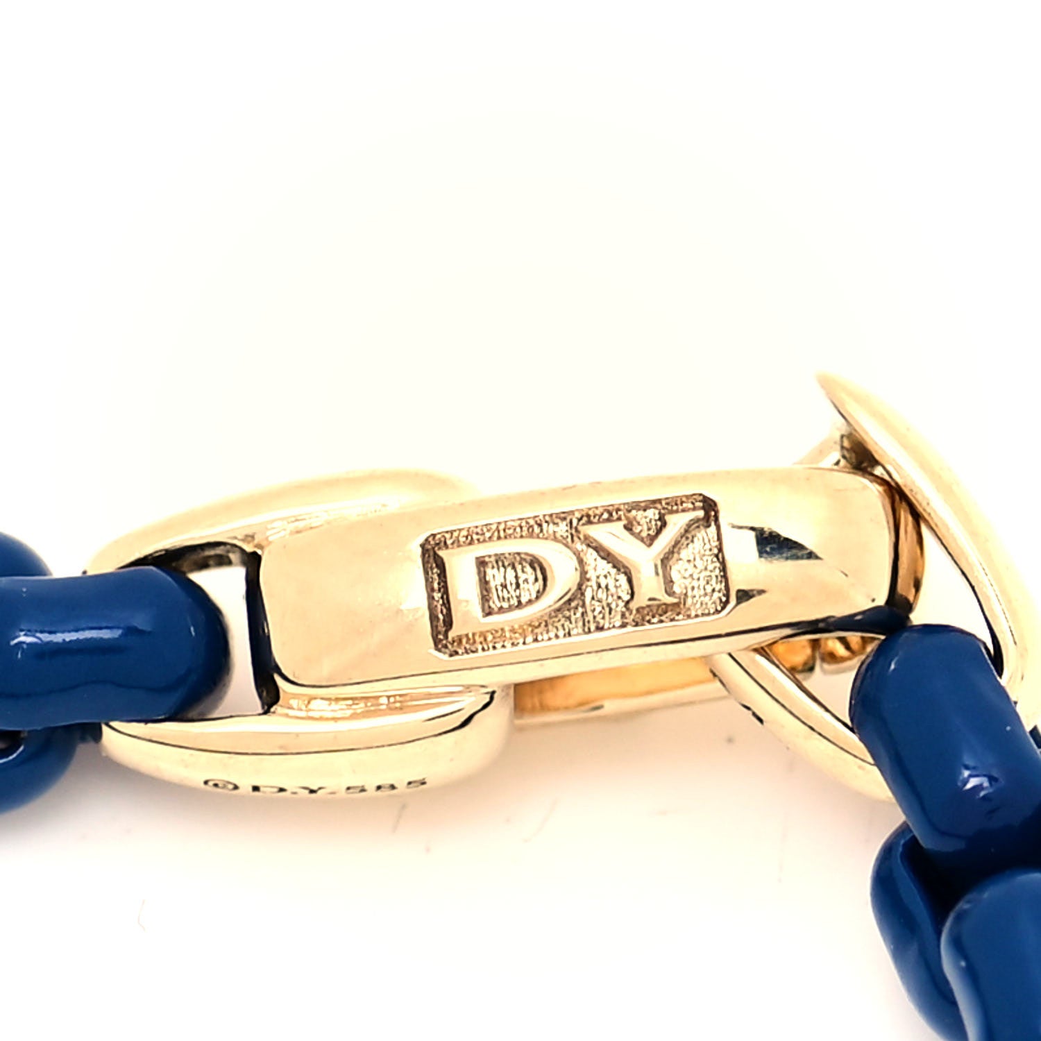 David Yurman Stainless Steel 14K Yellow Gold Acrylic Bel Aire 4mm Chain Bracelet Navy 5 of 5
