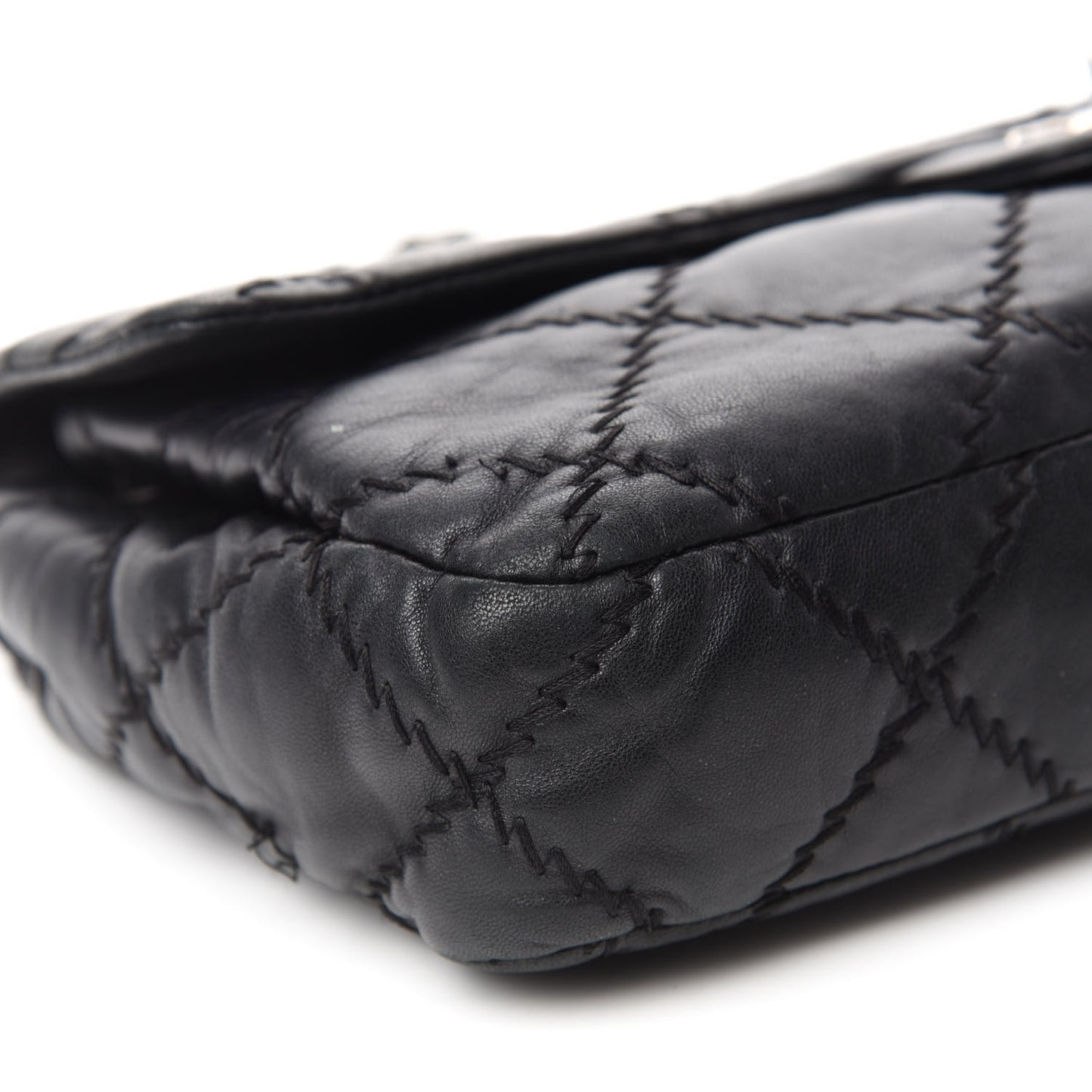 Lambskin Ultimate Stitch Maxi Flap Black