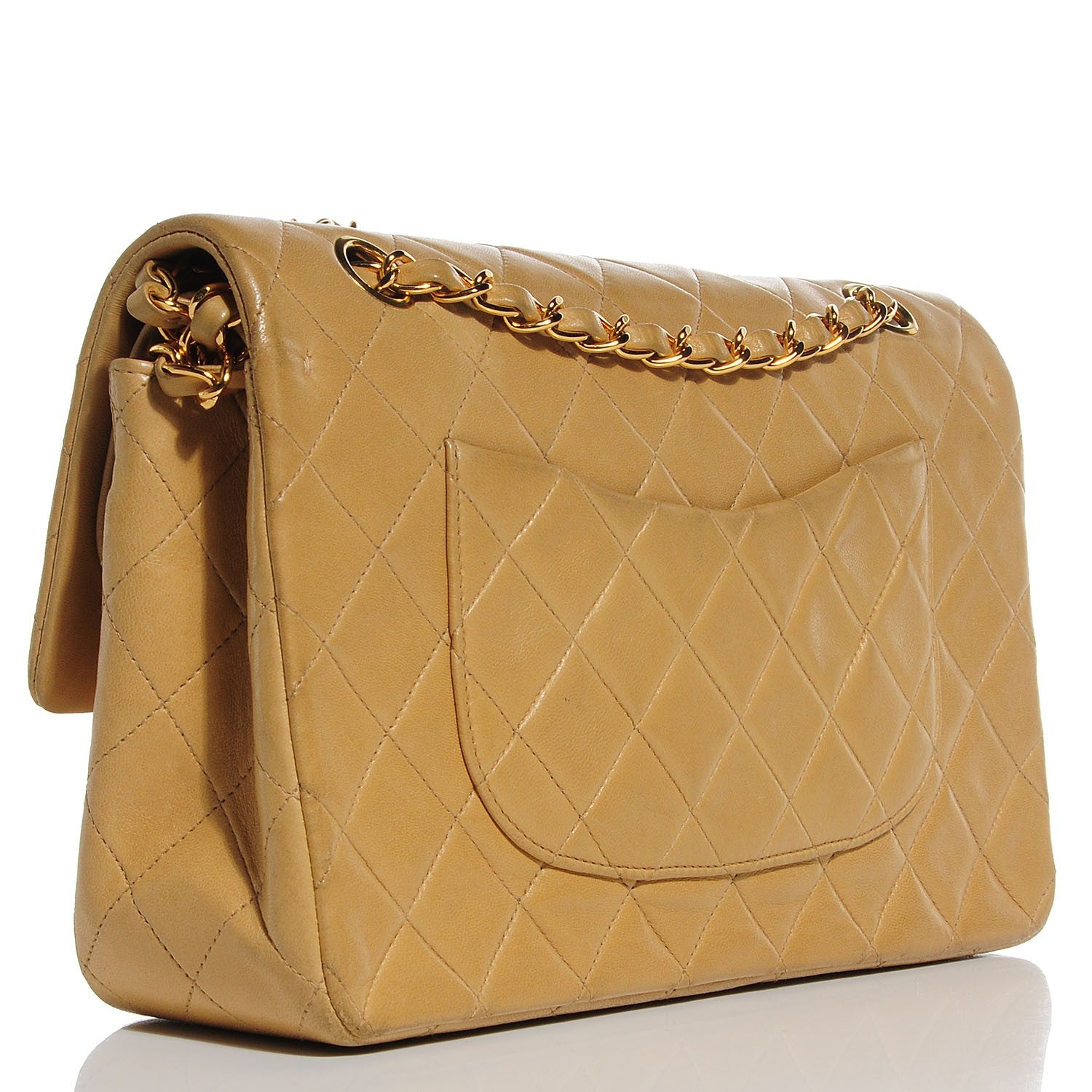 Chanel Lambskin Quilted Medium Double Flap Beige 3 of 8