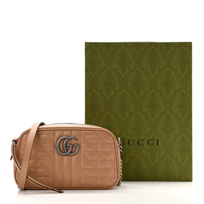 Gucci Calfskin Matelasse Aria Small GG Marmont Chain Shoulder Bag Camelia 11 of 11