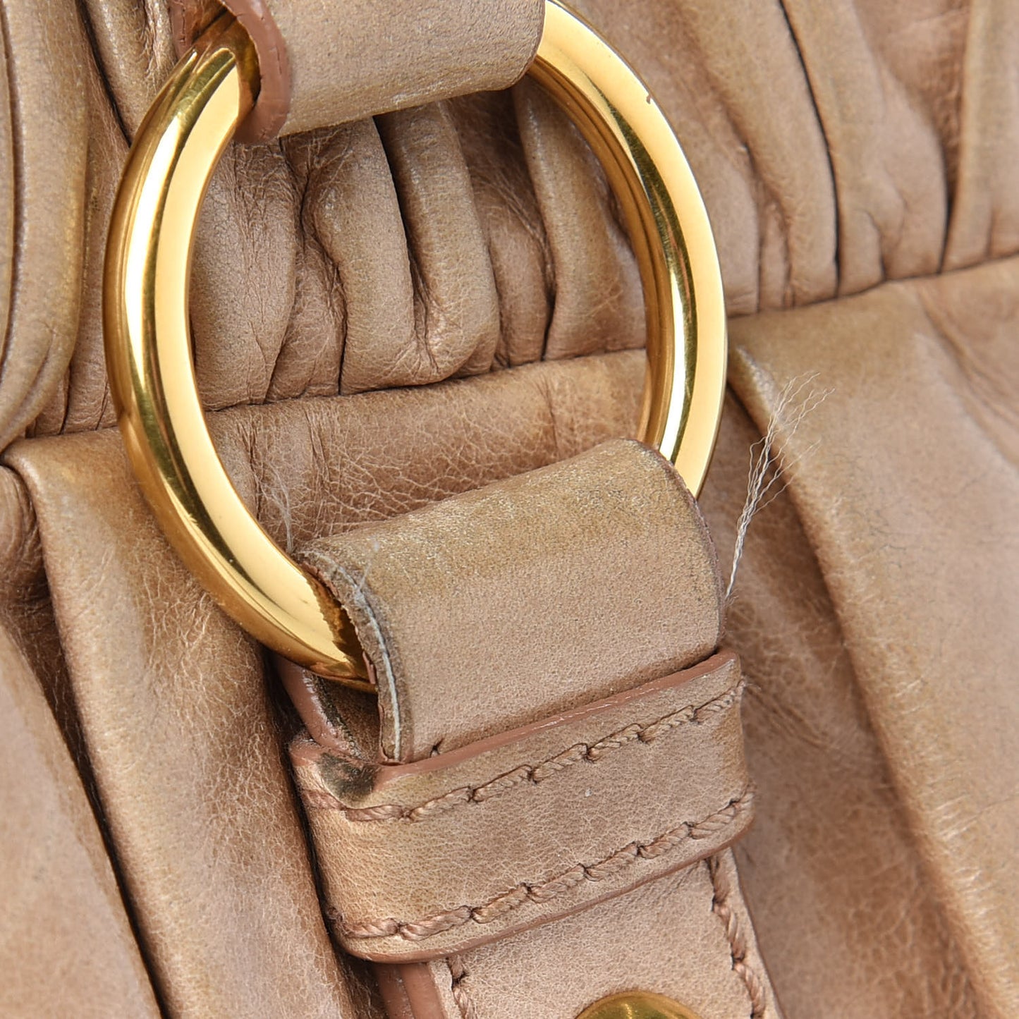 Vitello Lux Gathered Tote Beige