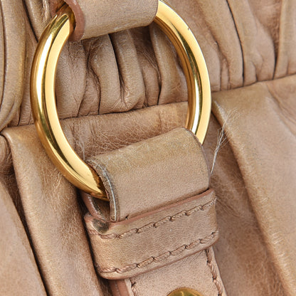 Miu Miu Vitello Lux Gathered Tote Beige 11 of 14