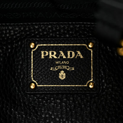 Prada Vitello Daino Side Pocket Tote Black 6 of 10
