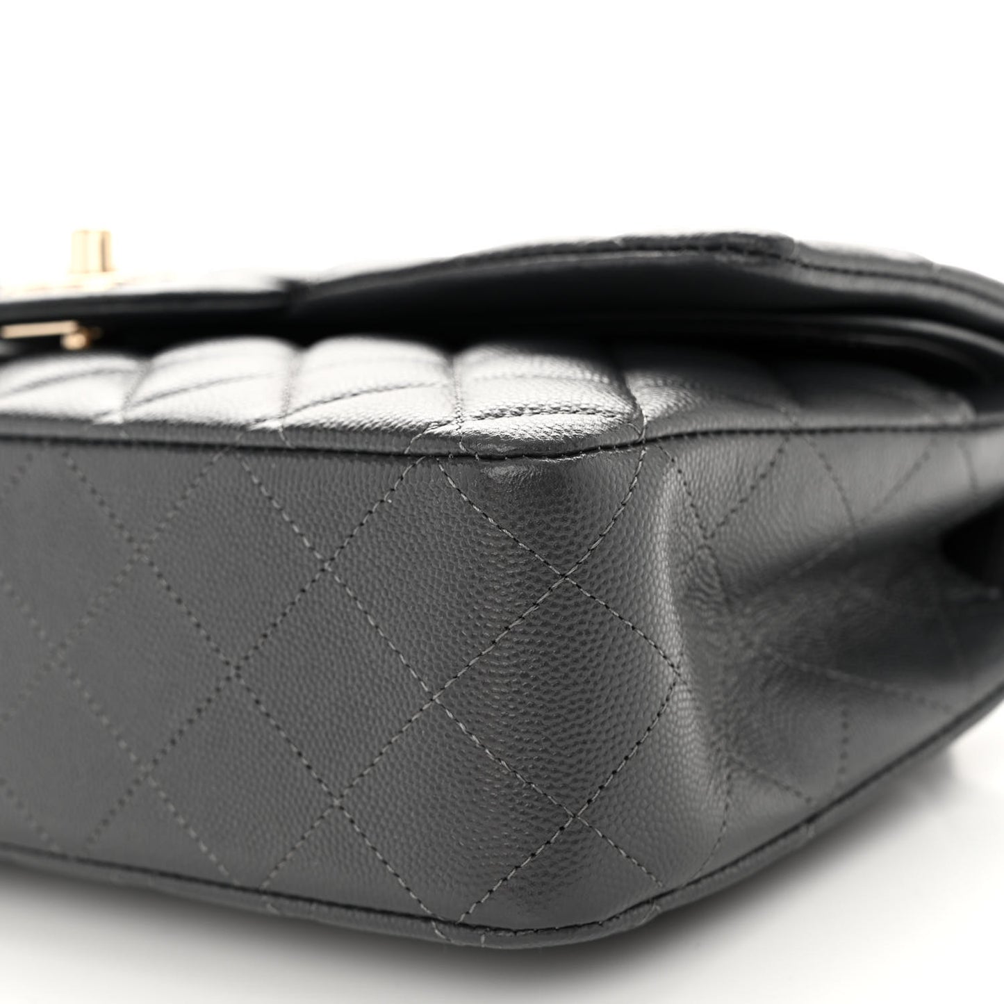 Caviar Quilted Medium Double Flap Dark Grey