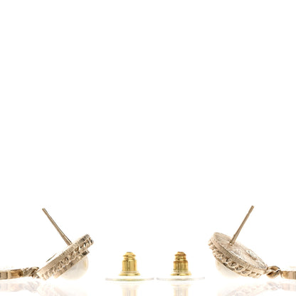 Chanel Crystal Pearl Bow-tiful CC Drop Earrings Gold 3 of 4