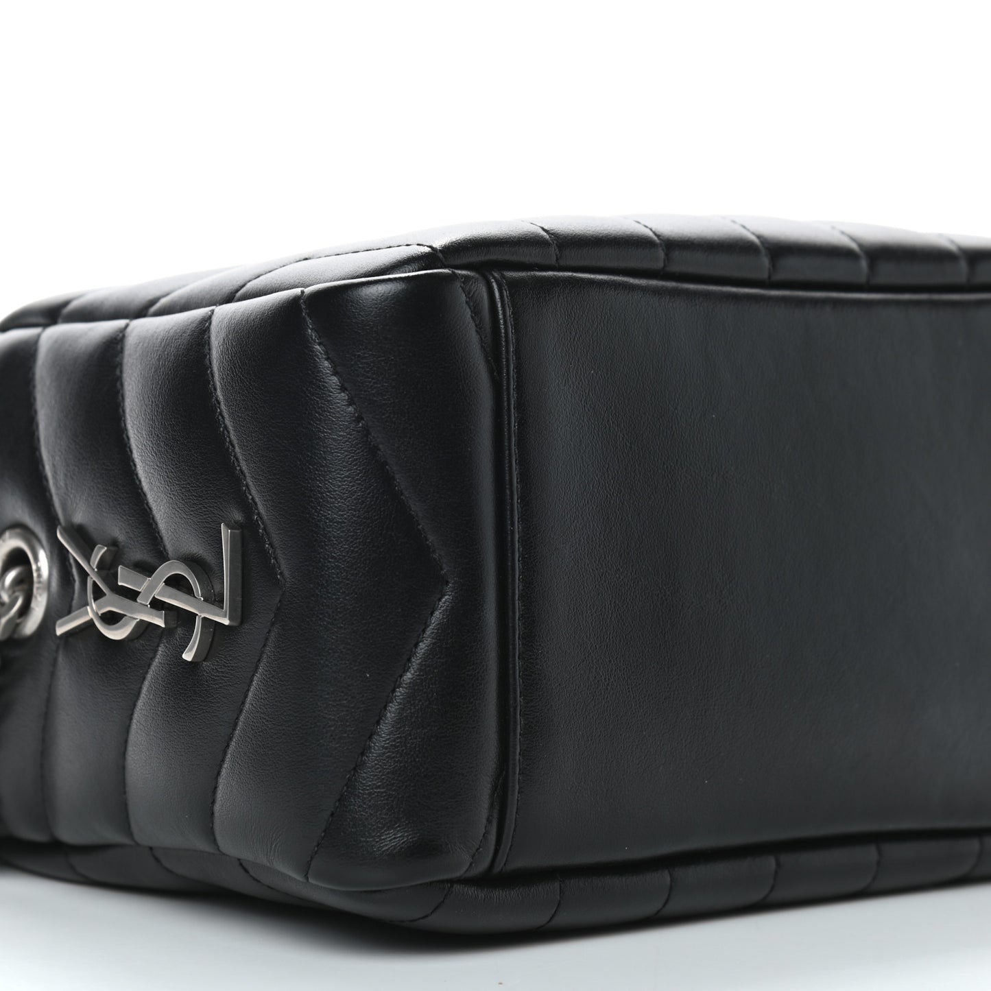 Calfskin Y Quilted Monogram Small Loulou Bowling Bag Black