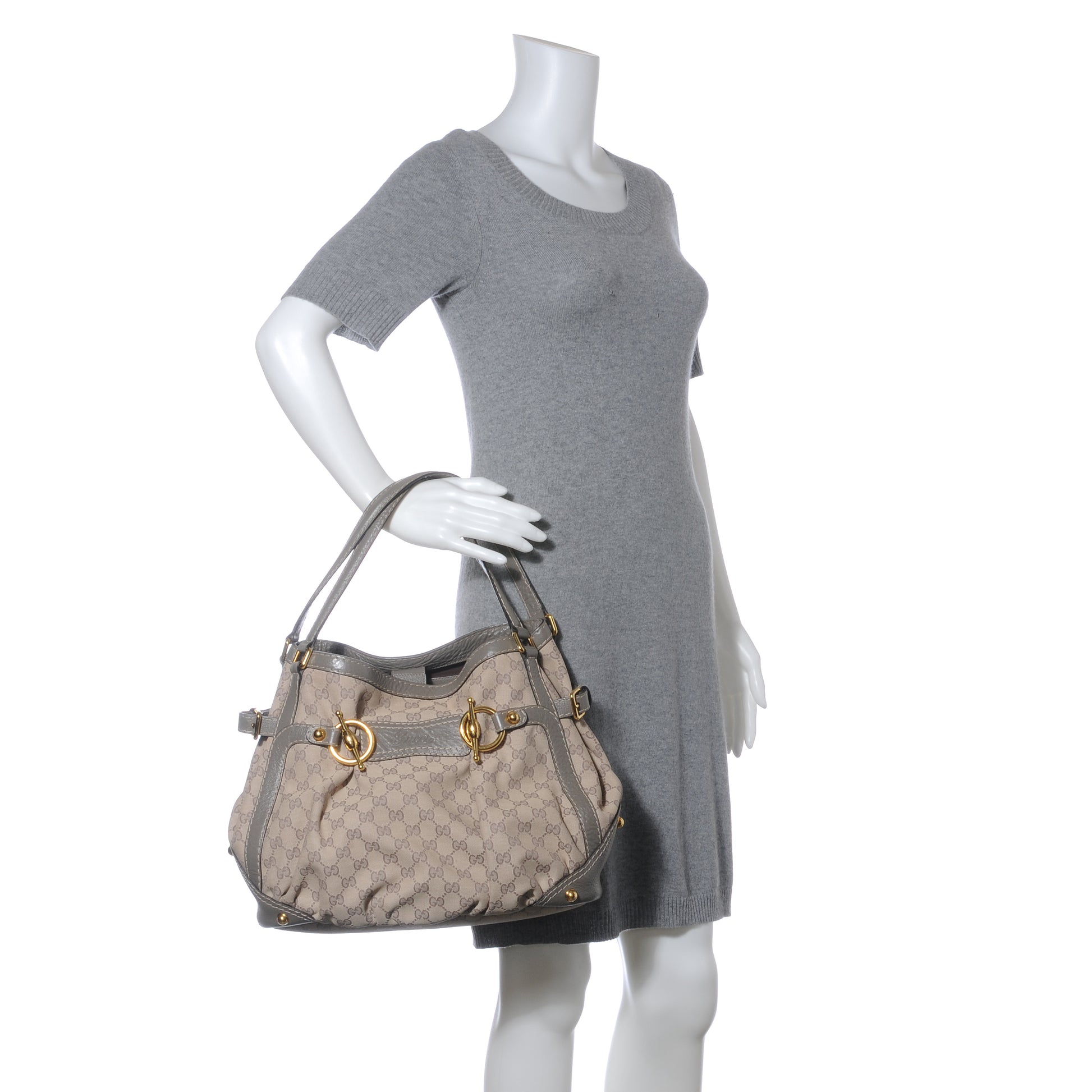 Gucci Monogram Medium Jockey Tote Grey 2 of 8