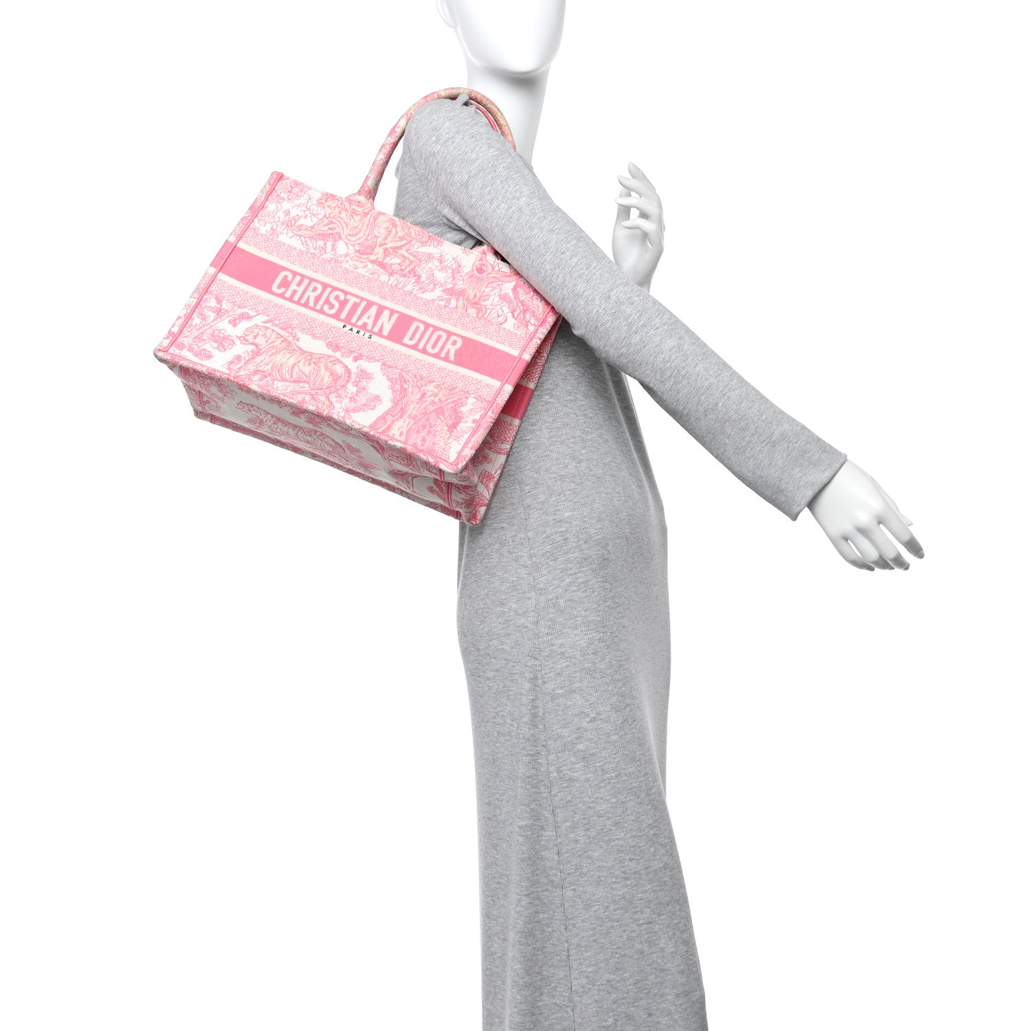 Christian Dior Canvas Embroidered Medium Dioriviera Toile De Jouy Book Tote Peony Pink 2 of 11