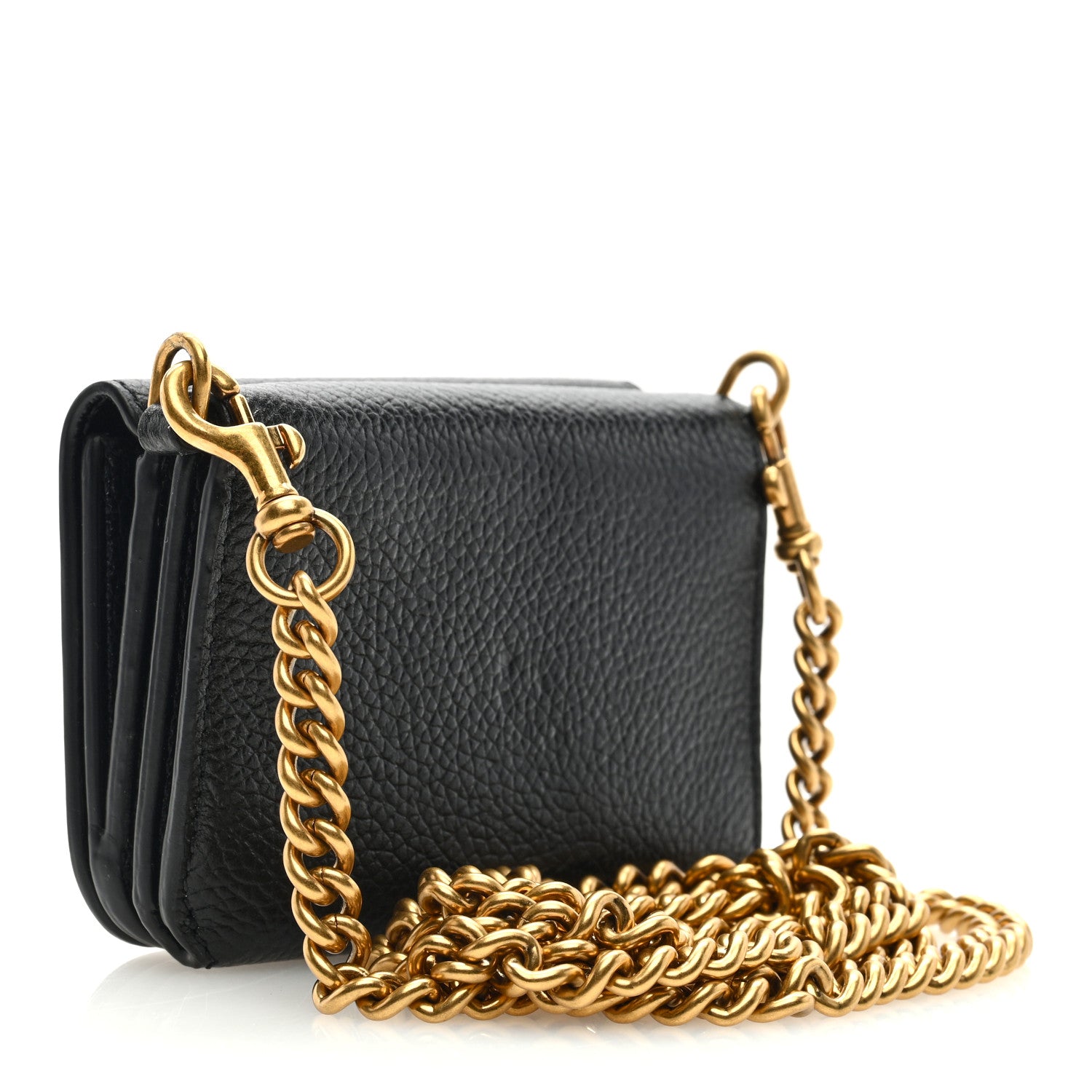 Balenciaga Grained Calfskin Logo Mini Cash Wallet On Chain Black White 3 of 9