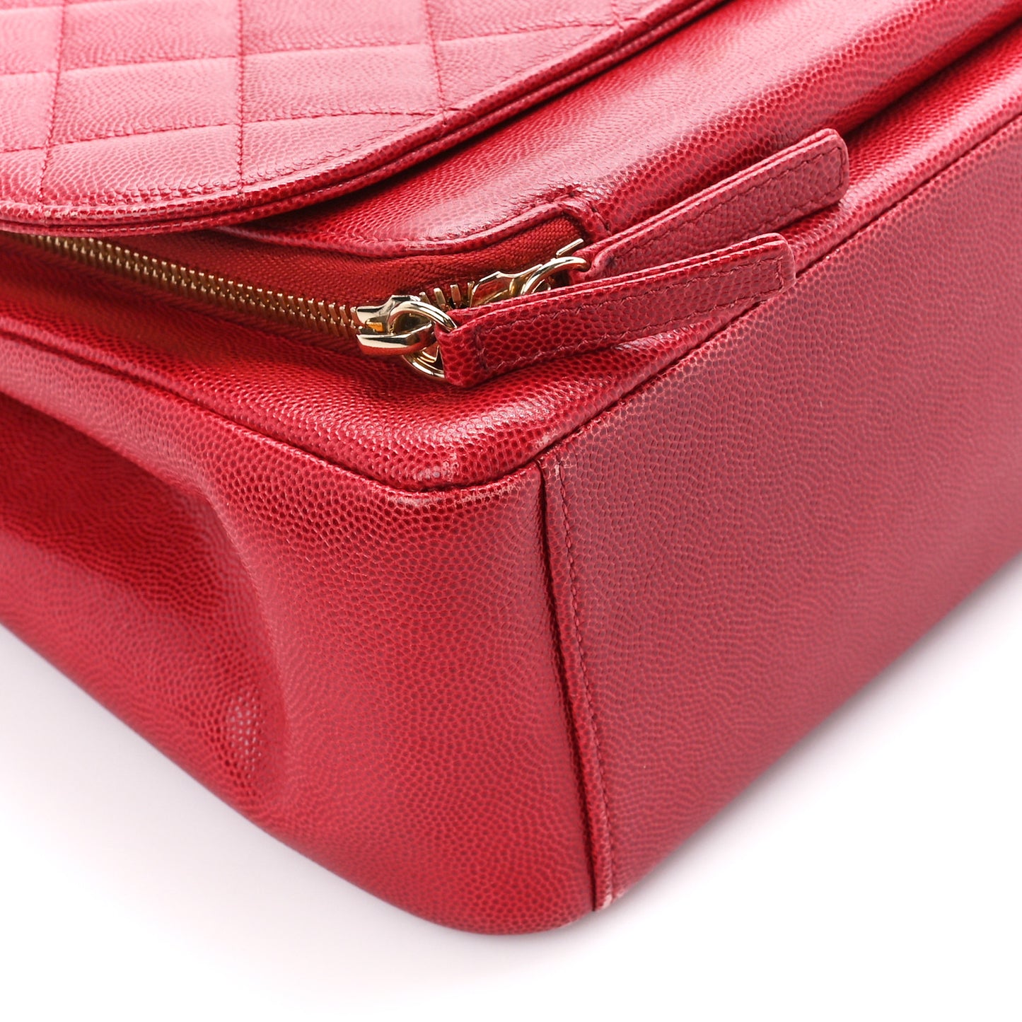 Caviar Quilted Large Business Affinity Flap Red