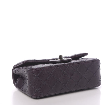 Chanel Washed Caviar Quilted Mini Rectangular Flap Dark Purple 4 of 11