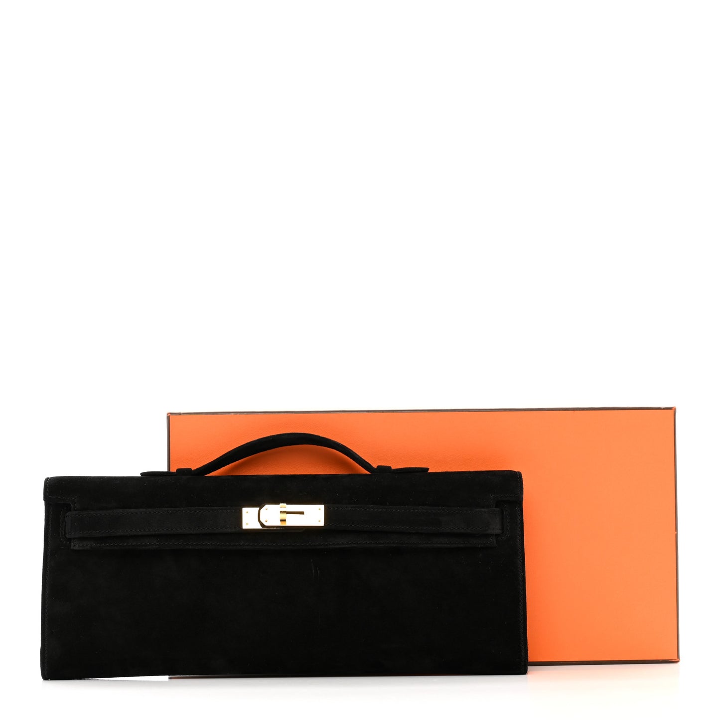 Veau Doblis Suede Kelly Cut Clutch Pochette Black
