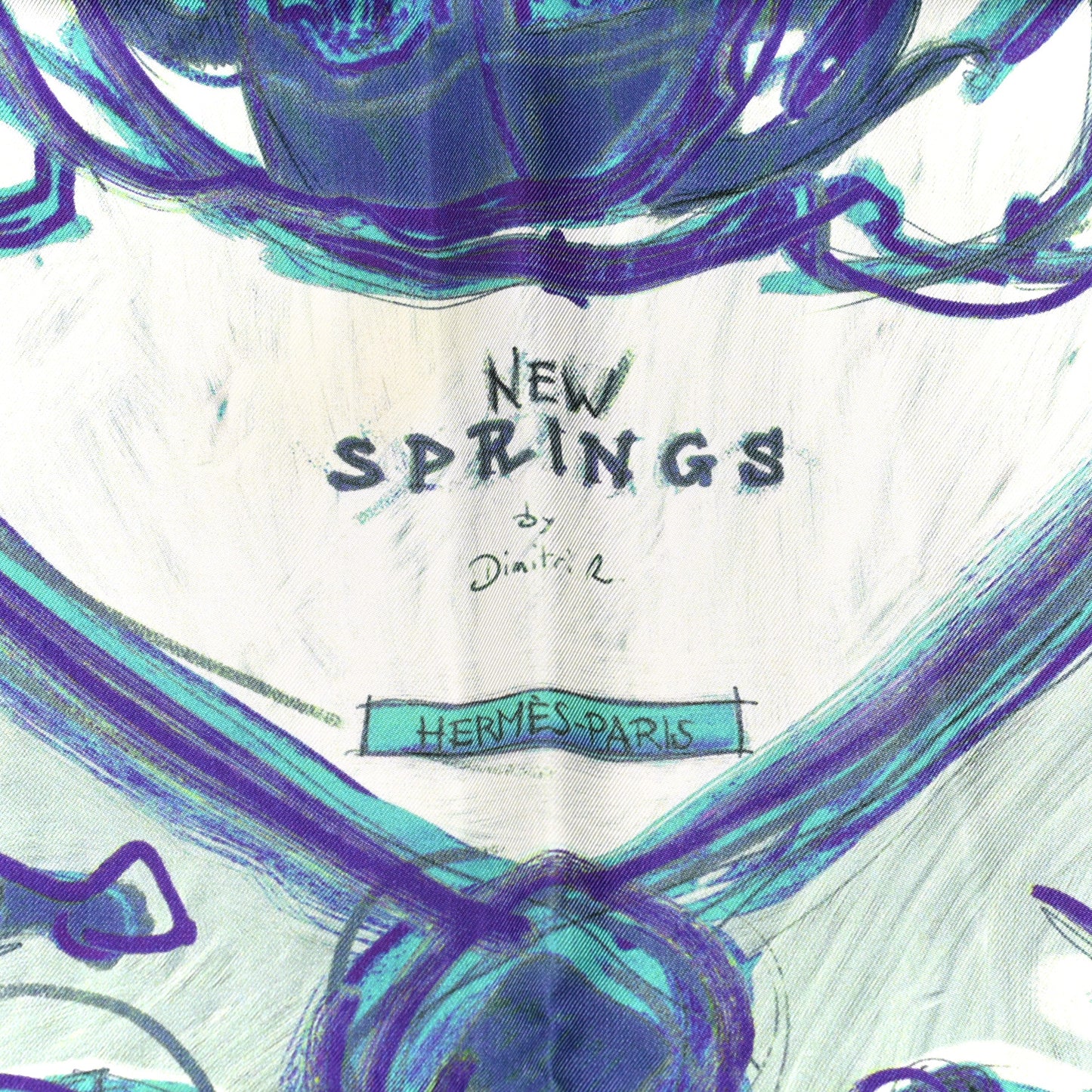 Silk New Springs Scarf 90 Bleu Indigo Bleu Klein