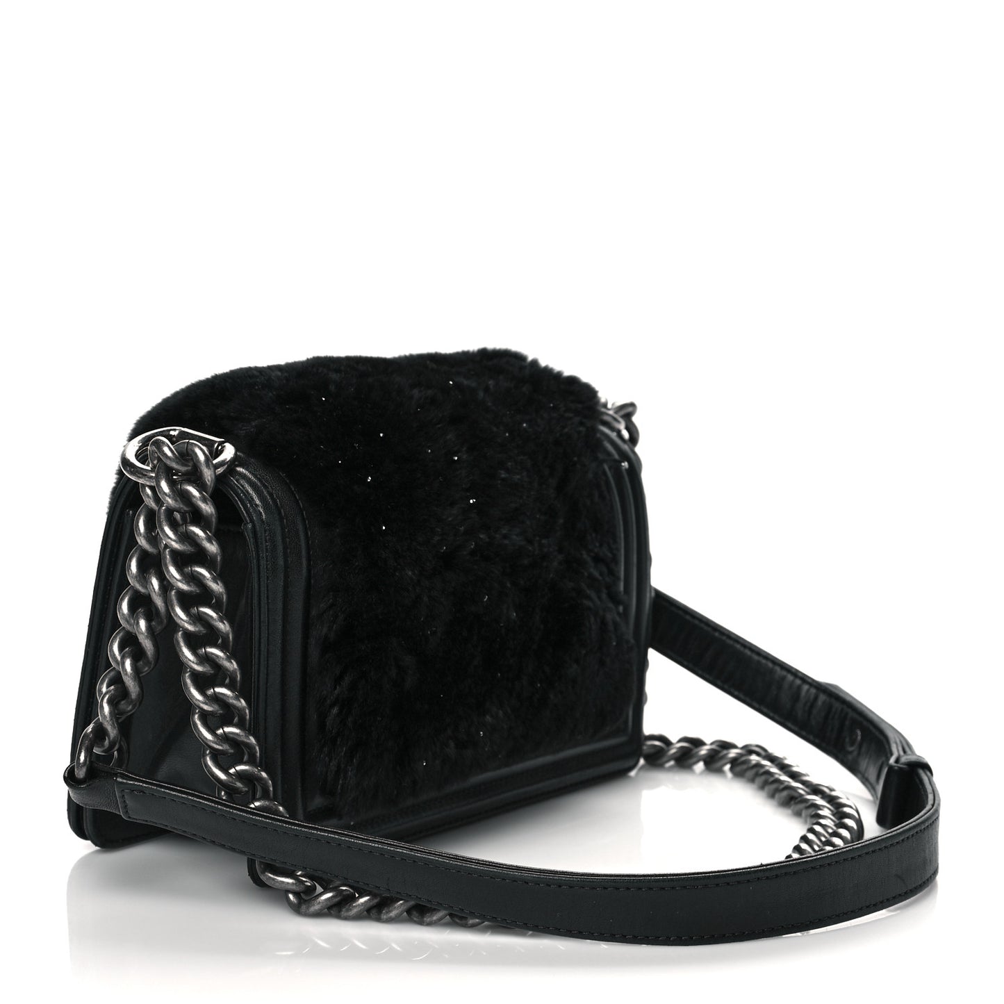 Orylag Rabbit Fur Calfskin Small Boy Flap Black