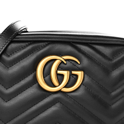 Gucci Calfskin Matelasse Small GG Marmont Chain Shoulder Bag Black 8 of 9