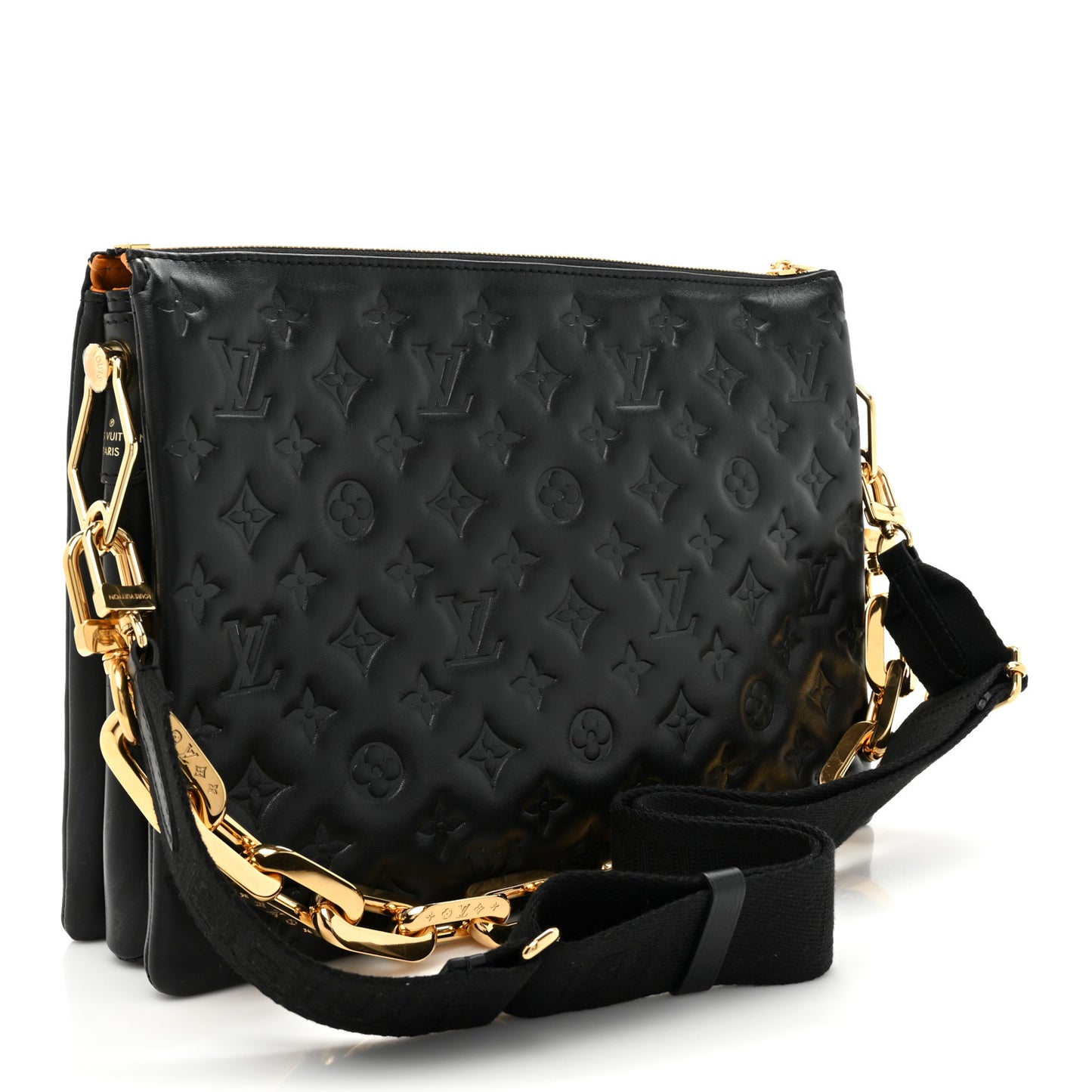 Lambskin Embossed Monogram Coussin MM Black