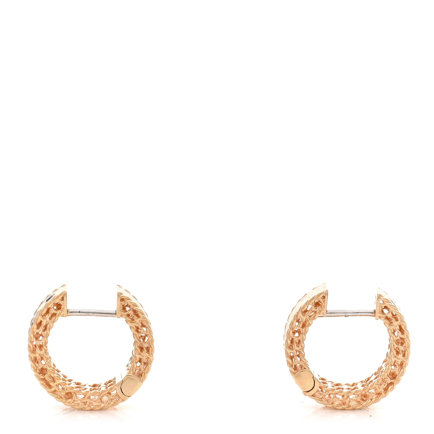 18K Rose Gold Black Diamond Venetian Princess Hoop Earrings