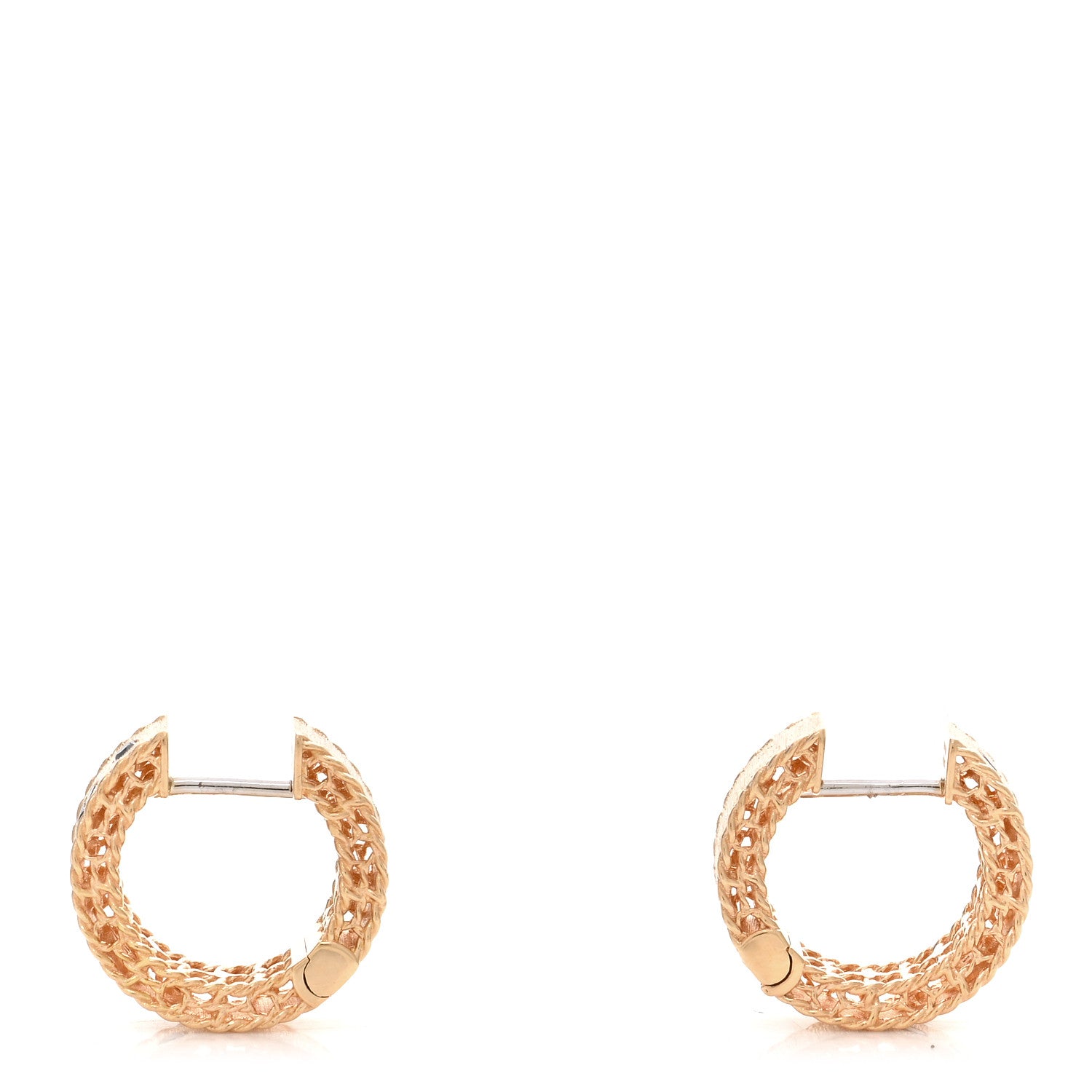 Roberto Coin 18K Rose Gold Black Diamond Venetian Princess Hoop Earrings 3 of 5