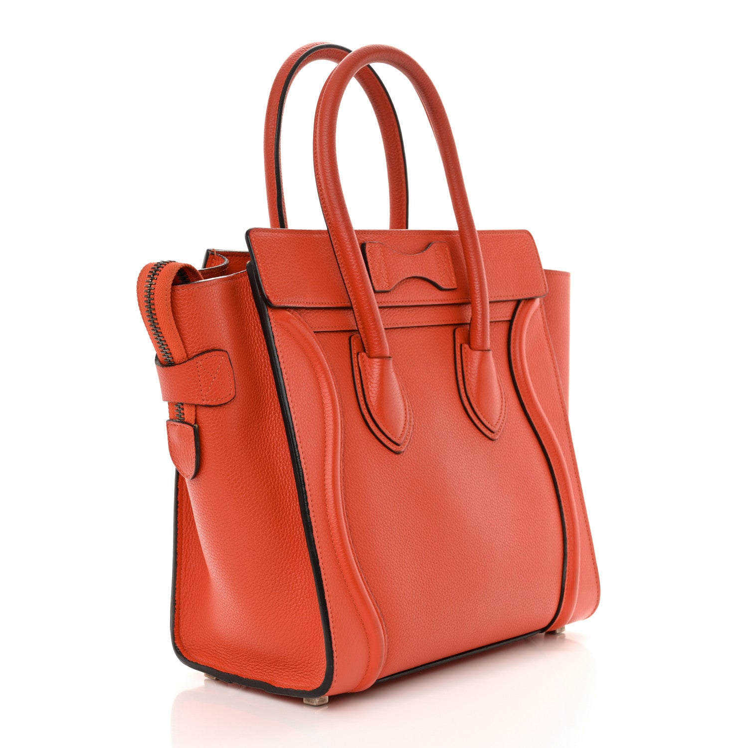 Celine Drummed Calfskin Micro Luggage Vermillion 2 of 17