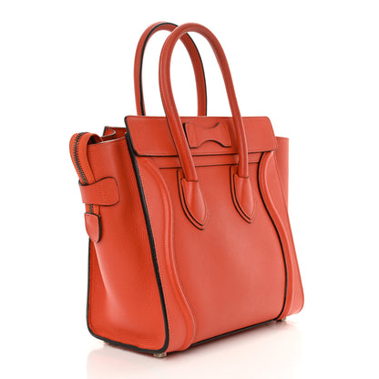 Celine Drummed Calfskin Micro Luggage Vermillion 2 of 17
