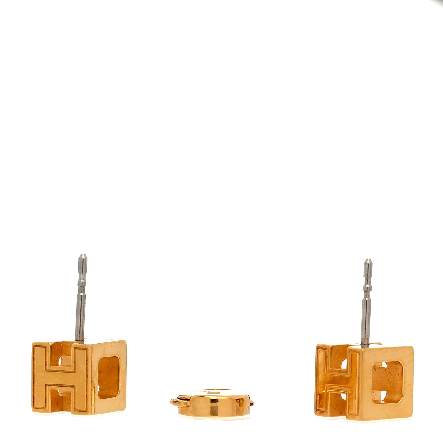 Gold Lacquered Cage d'H Earrings Bleu Transat